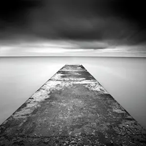Northumberland Prints: Long exposure image, old concrete jetty, Blyth, Northumberland, England