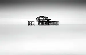B And W Prints: Long exposure image, ruined West Pier, Brighton, East Sussex, England