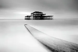 Brighton Prints: Long exposure image, ruined West Pier, Brighton, East Sussex, England