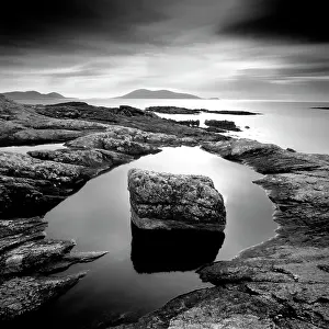 B And W Prints: Long exposure image, Taransay, Outer Hebrides, Scotland