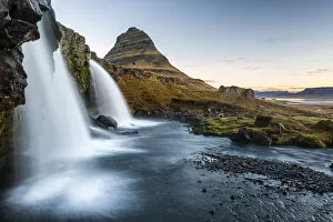 Images Dated 23rd February 2016: Long exposure landscape with waterfalls and Kirkjufell Mountain, Snaefellsnes peninsula