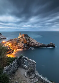 Gulf Of Poets Prints: Long exposure before the storm the San Pietro Church, municipality of Portovenere