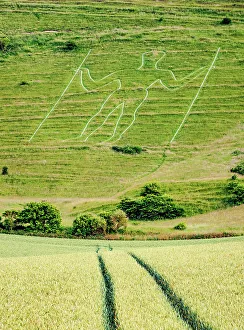 Long Man of Wilmington, Wilmington, Wealden District, East Sussex, England, United Kingdom