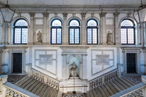 Images Dated 6th February 2018: Longhenas staircase, San Giorgio Monastery, Venice, Veneto, Italy
