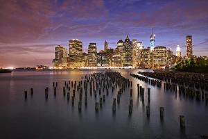 Looking out from Brooklyn Park to Lower Manhatten, New York, USA