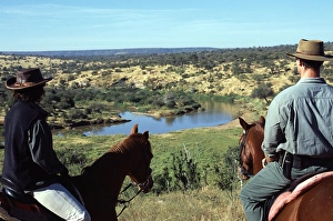 V Iew Collection: Looking down over the Ewaso Nyiro River whilst horse riding at Sabuk