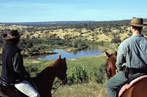 Looking down over the Ewaso Nyiro River whilst horse riding at Sabuk