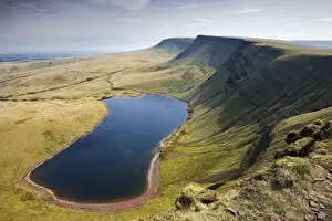 Images Dated 8th April 2022: Looking down to Llyn y Fan Fach and the Bannau Sir Gaer ridge from Waun Lefrith in the Carmarthen