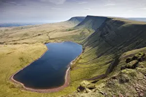 April Prints: Looking down to Llyn y Fan Fach and the Bannau Sir Gaer ridge from Waun Lefrith in the Carmarthen Fans