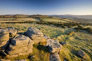 Looking northeast from a granite outcrop at Mel Tor, Dartmoor National Park, Devon