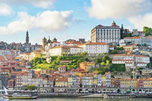 Ribeira Prints: Looking towards the old neighbourhood of Ribeira, Porto, Portugal, Europe