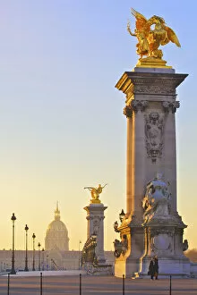 Figure Gallery: Looking Across The Pont Alexandre III To The Dome Church, Paris, France, Western Europe
