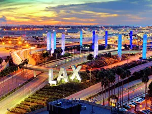 South Western Prints: Los Angeles Airport, LAX Sign, City of Los Angeles, Southern California, USA