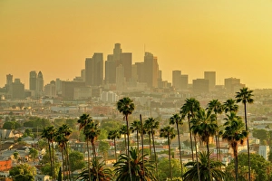 Americana Prints: Los Angeles Skyline at Sunset, California, USA