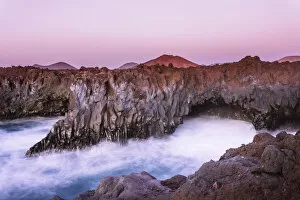 Images Dated 26th February 2020: Los Hervideros lava cliffs and ocean waves, Lanzarote, Canary Islands, Spain