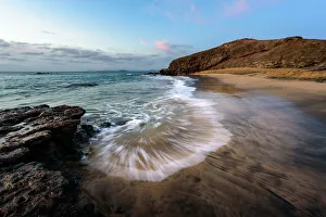 Colored Prints: Los Papayao beach at sunrise, Lanzarote, Canary island, Spain
