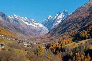 Schinhorn Prints: Lotschental Valley looking towards Kippel village, Valais, Switzerland