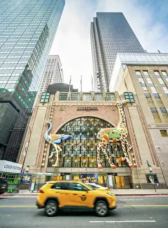 5th Avenue Prints: Louis Vuitton Store, decorated for the Holidays with Giraffes near 5th Avenue