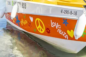 Love Ibiza boat, Port of Sant Antoni, San Antonio, Sant Antoni de Portmany, Ibiza, Balearic Islands, Spain