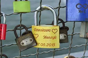 Lovers padlocks. This bridge is full of padlocks which lovers leave; an important