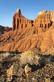 Arid Collection: Low angle view of Chimney Rock, Capitol Reef National Park, Utah, Western United States
