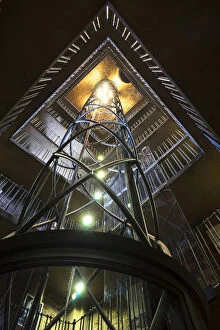 Elevator Collection: Low angle view of elevator inside Old Town Hall and Prague Astronomical Clock