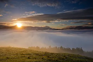 Horizontally Prints: Low Cloud at Sunrise Below Latrigg Fell, Lake District National Park, Cumbria, England
