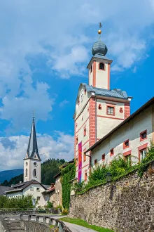 Osterrreichisch Prints: Lower City Gate with Ascension church, GmAond, Carinthia, Austria