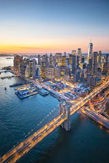 Lower Manhattan, New York City, USA. Aerial view of Brooklyn Bridge Lower Manhattan, New York City, USA. Aerial view of Brooklyn Bridge