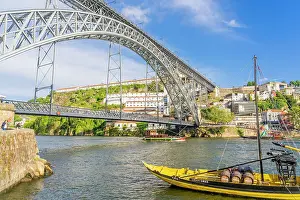 Rail Prints: Luis 1 Bridge and the River Douro, Porto, Portugal, Europe