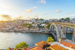 Rail Prints: Luis 1 Bridge and the River Douro, Porto, Portugal, Europe
