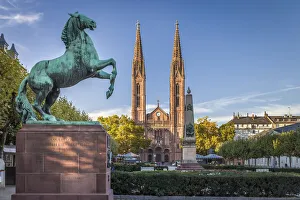 Wiesbaden Prints: Luisenplatz with Orange Monument and Luisenkirche, Wiesbaden, Hesse, Germany