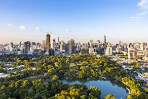 Images Dated 5th August 2020: Lumpini Park and city skyline, Bangkok, Thailand