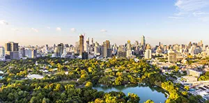 Lumpini Park and city skyline, Bangkok, Thailand