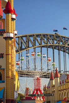 Big Wheel Prints: Luna Park and Sydney Harbour Bridge, Sydney, New South Wales, Australia