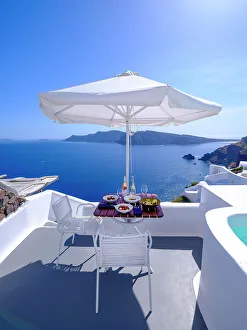 Santorini Prints: Lunch with a View, Caldera View from Katikies Hotel