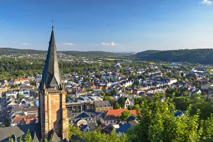 Lutheran Pfarrkirche and view of town, Marburg, Hesse, Germany