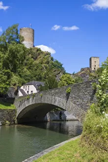 Luxembourg, Esch-sur-Sure, river Sure, Sure river and Castle