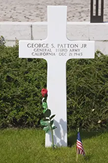 Graves Prints: Luxembourg, Hamm, US Military Cemetery (containing 5000 US war dead from WW2), gravesite