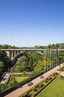 Parc Prints: Luxembourg, Luxembourg City, Place de la constitution, Petrusse Park and Adolphe bridge