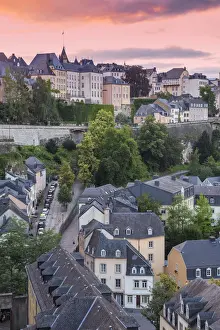 Luxembourg, Luxembourg City, View over the Grund - the lower town towards The Corniche