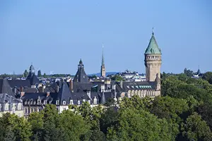 Luxembourg, Luxembourg City, View over Petrusse Park towards the tower of the National