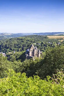 Luxembourg, Vianden, View of Vianden Castle