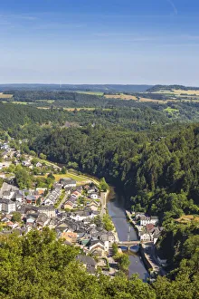 Historic Town Prints: Luxembourg, Vianden, View of Vianden town, river and valley