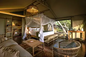Camp Prints: A luxury room at a safari camp, Okavango Delta, Botswana
