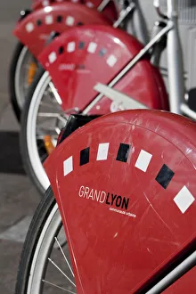 Bikes Collection: Lyon; France. Closeup of rental bicycles in Lyon France