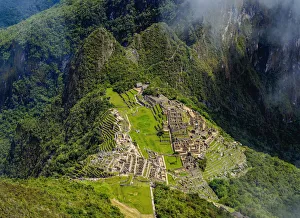 Machu Picchu Ruins seen from the Machu Picchu Mountain, Cusco Region, Peru