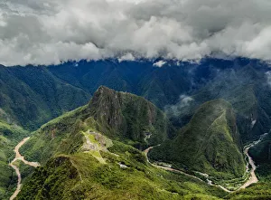 Inca Empire Prints: Machu Picchu Ruins seen from the Machu Picchu Mountain, Cusco Region, Peru