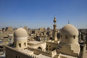 Islamic Cairo Prints: The Madersa of Al-Gawli stands beside the Ibn Tulun