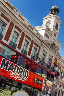 Images Dated 11th September 2014: Madrid city tour red bus in Puerta del Sol, Madrid, Comunidad de Madrid, Spain